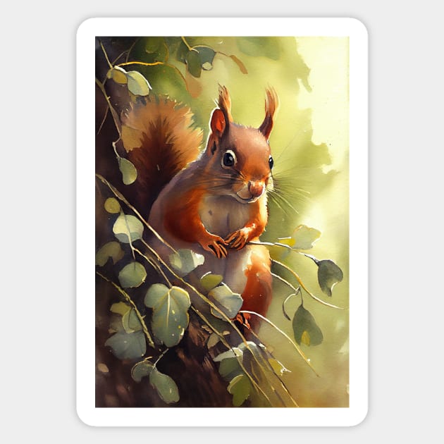 Adorable Watercolor Squirrel - Perfect Wall Art for Nature Lovers Sticker by ABART BY ALEXST 